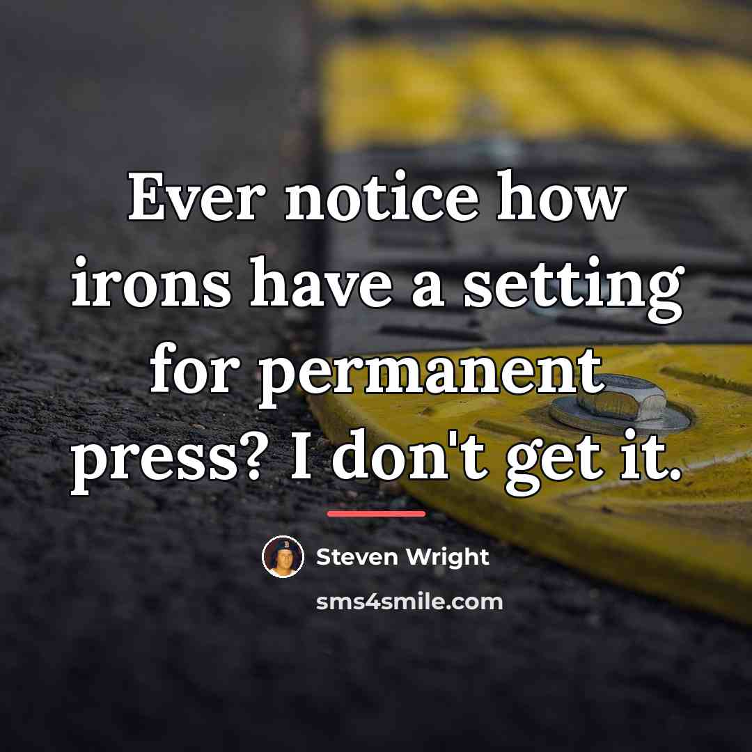 “Ever notice how irons have a setting for permanent press?…” quote by Steven Wright