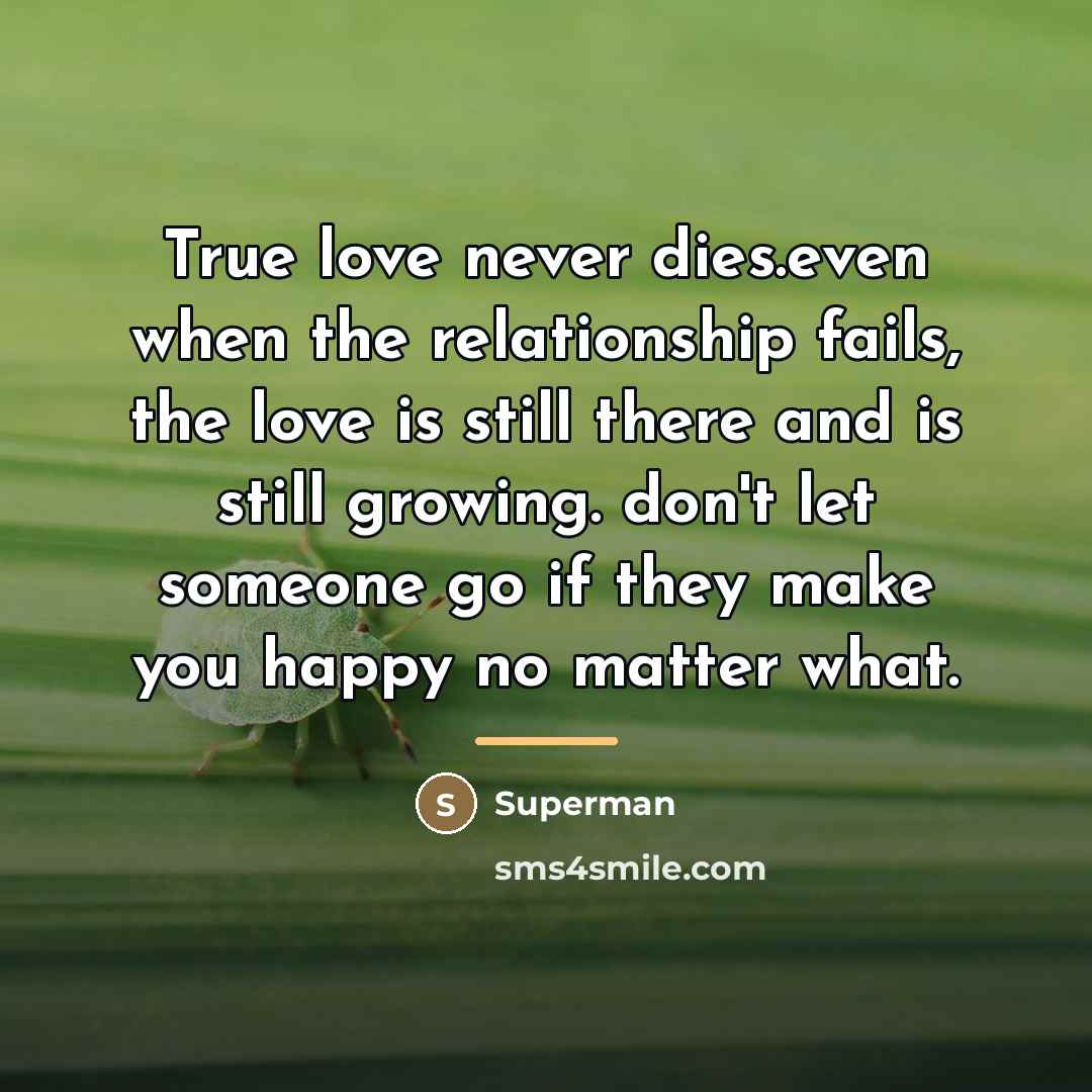 “True love never dies.even when the relationship fails, the love…” quote by Superman