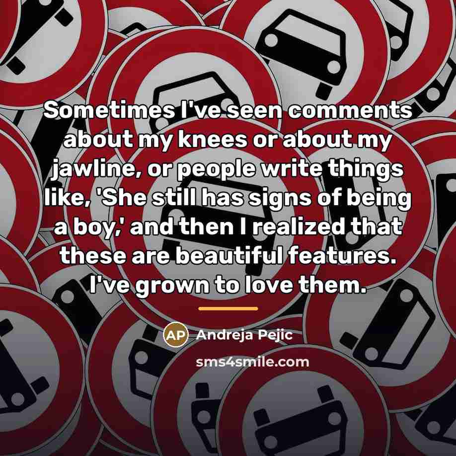 “Sometimes I've seen comments about my knees or about my…” quote by Andreja Pejic