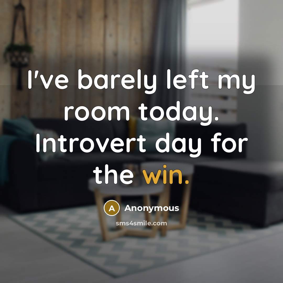 “I've barely left my room today. Introvert day for the win.” quote by Anonymous