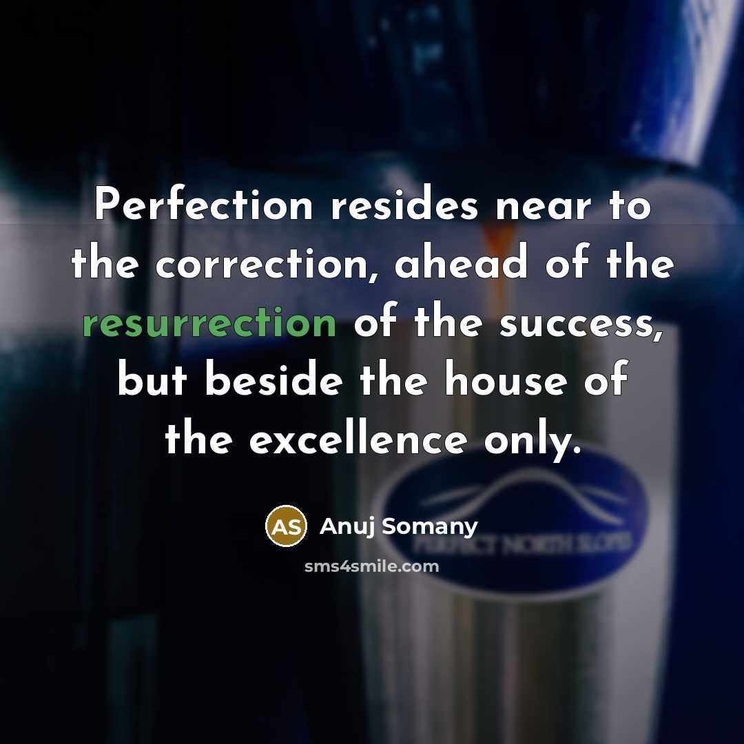“Perfection resides near to the correction, ahead of the resurrection…” quote by Anuj Somany