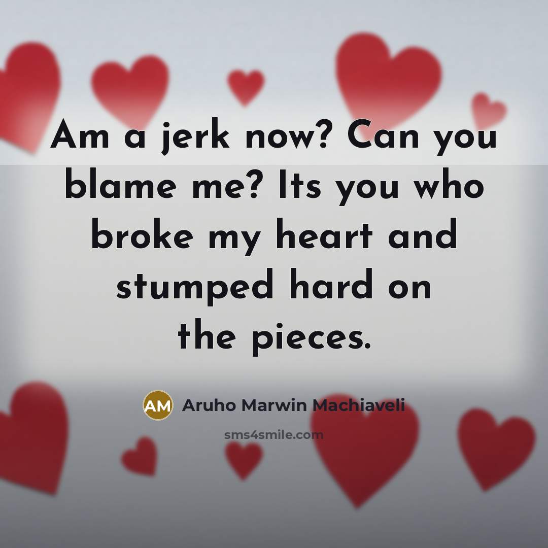 “Am a jerk now? Can you blame me? Its you…” quote by Aruho Marwin Machiaveli