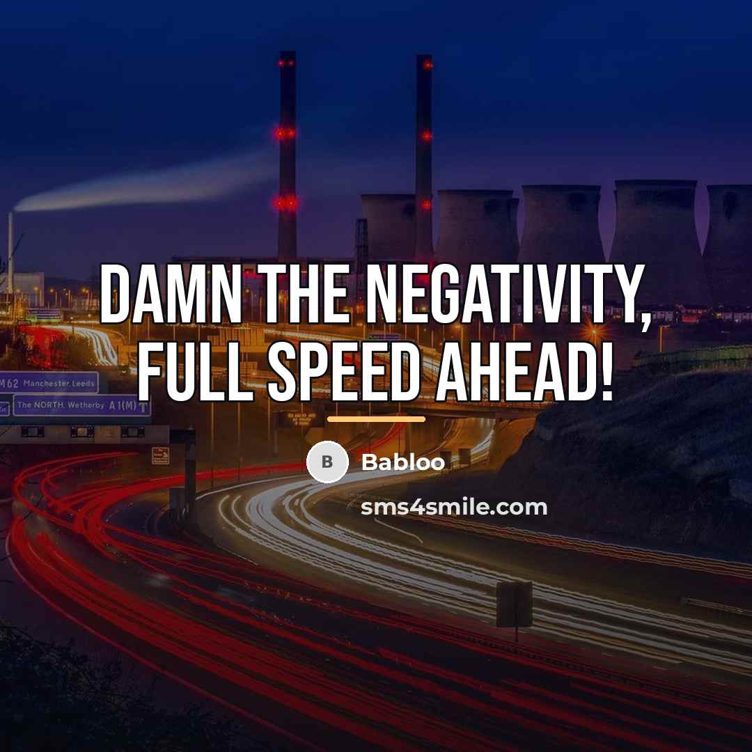 “Damn the negativity, full speed ahead!…” quote by Babloo