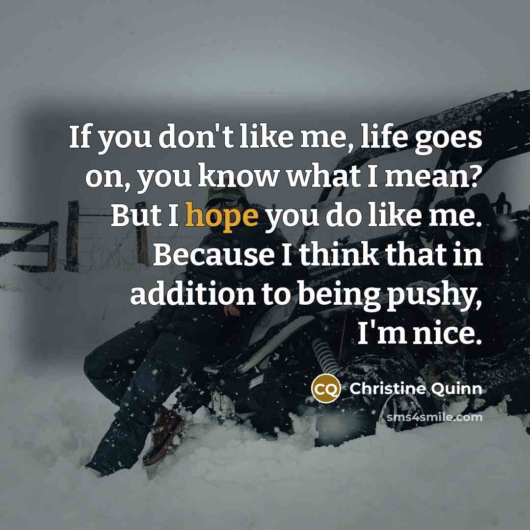 “If you don't like me, life goes on, you know…” quote by Christine Quinn