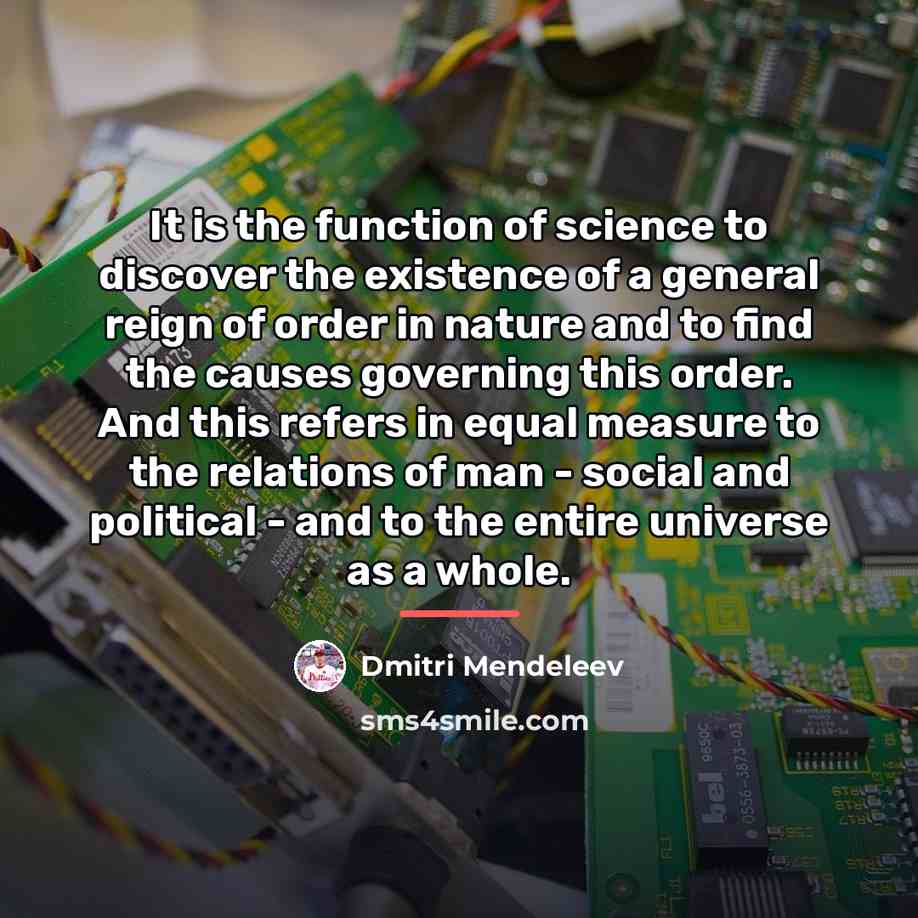 “It is the function of science to discover the existence…” quote by Dmitri Mendeleev