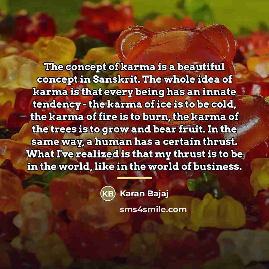 “The concept of karma is a beautiful concept in Sanskrit.…” quote by Karan Bajaj