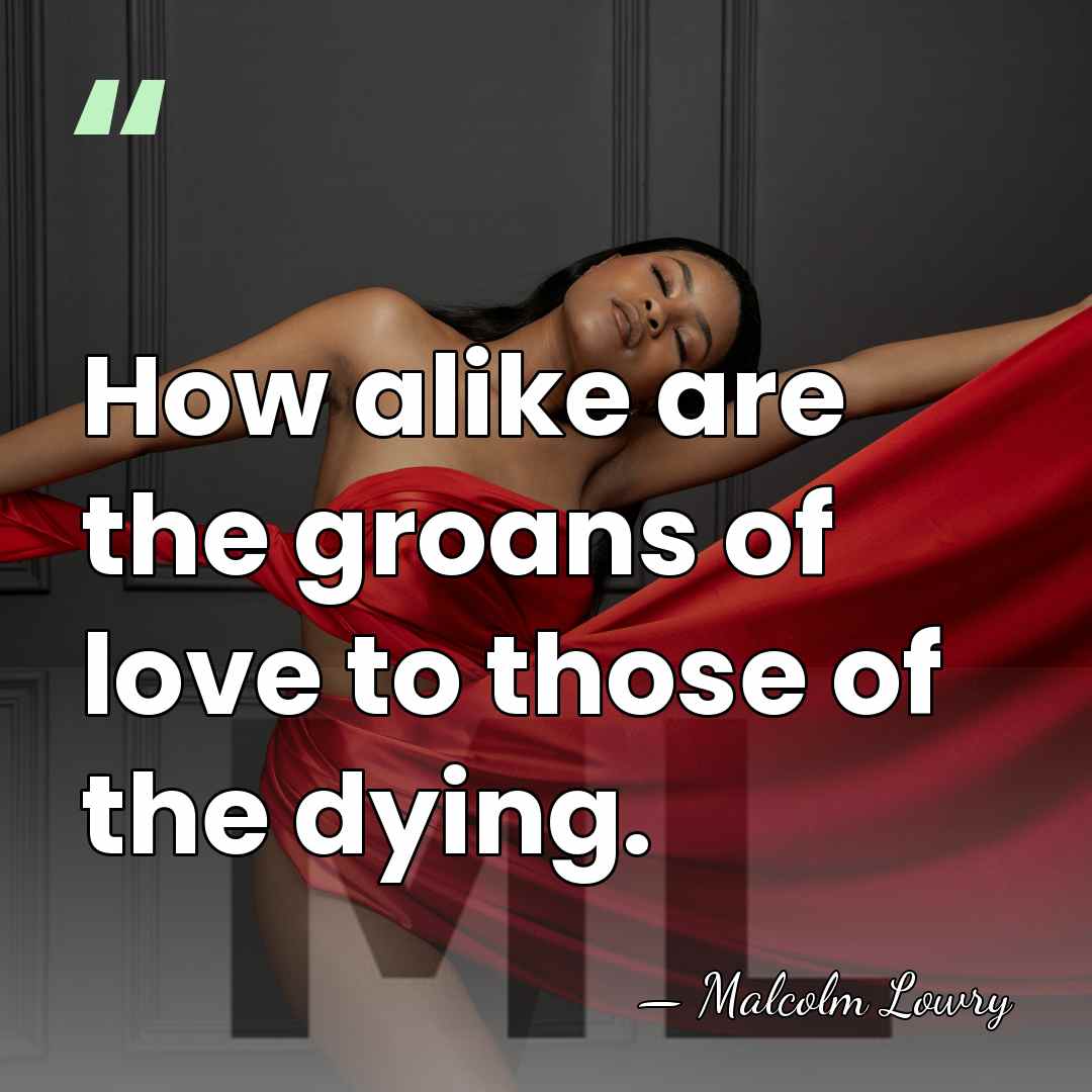How alike are the groans of love to those of the dying. - Malcolm Lowry