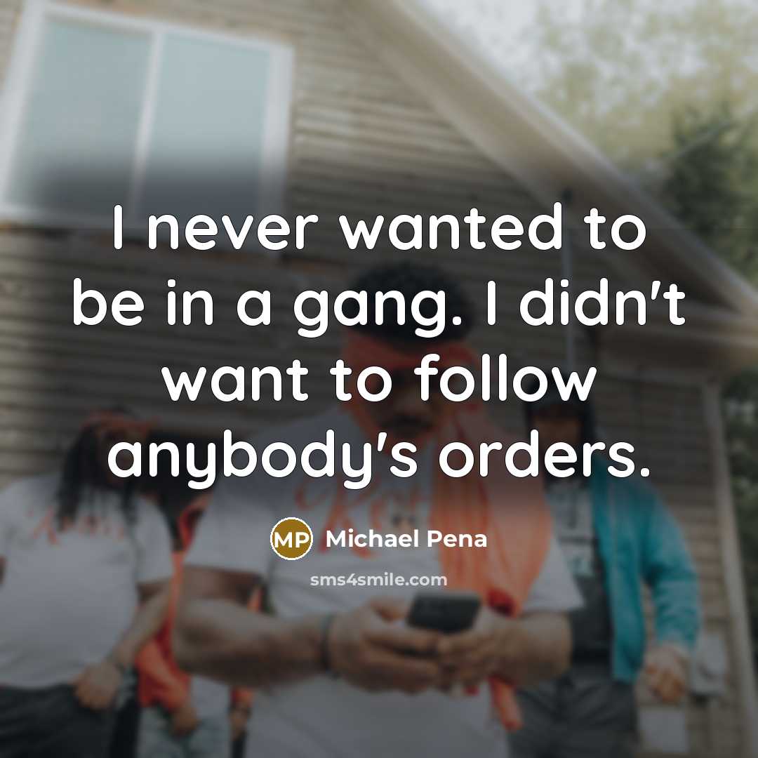 “I never wanted to be in a gang. I didn't…” quote by Michael Pena