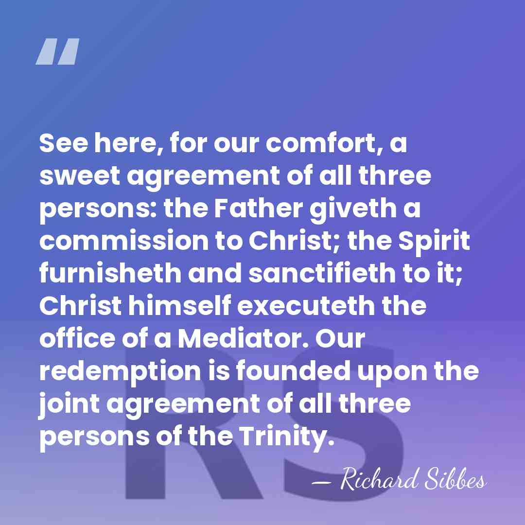 See here, for our comfort, a sweet agreement of all three persons:&hellip; - Richard Sibbes