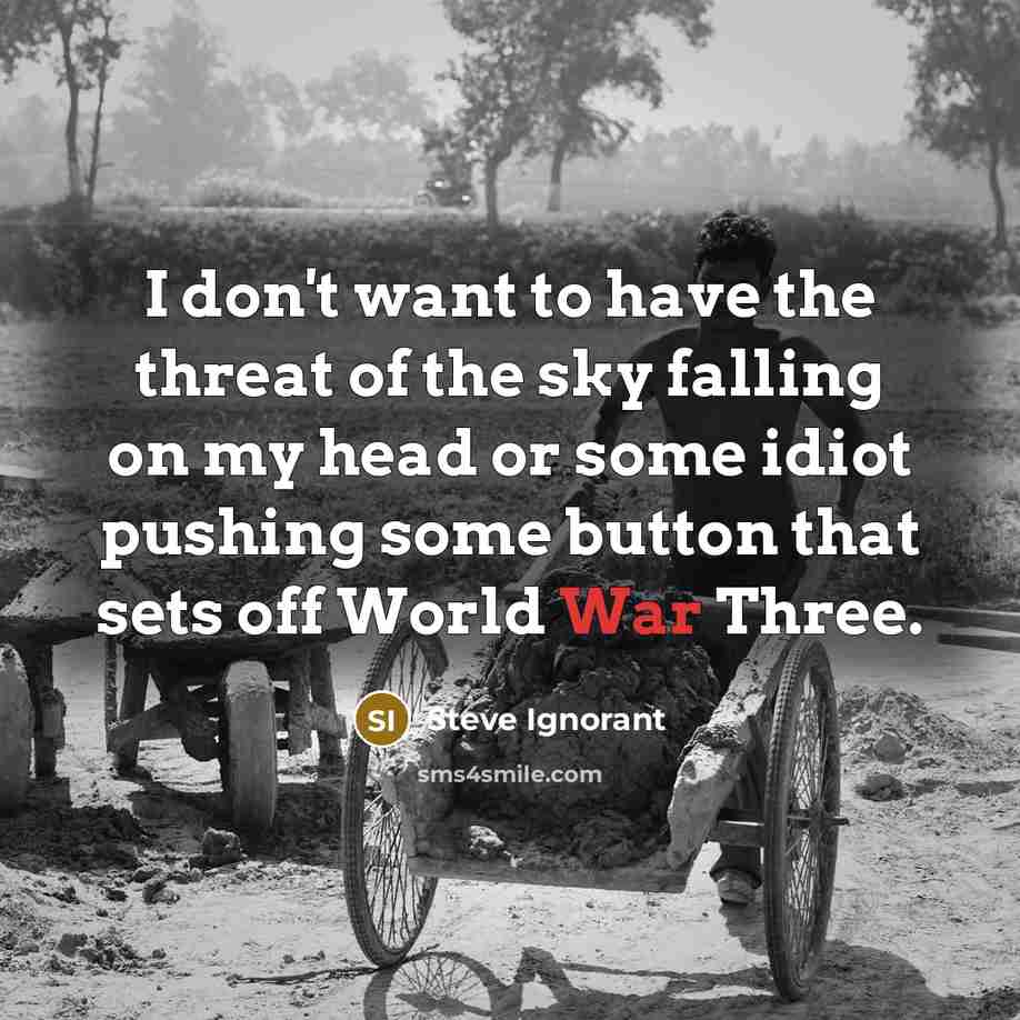“I don't want to have the threat of the sky…” quote by Steve Ignorant