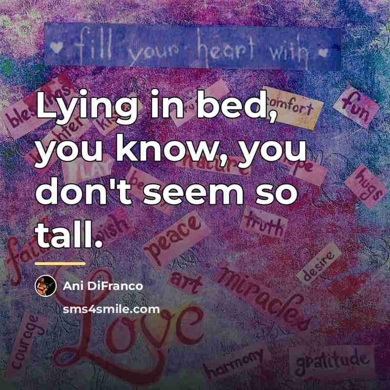 “Lying in bed, you know, you don't seem so tall.…” quote by Ani DiFranco