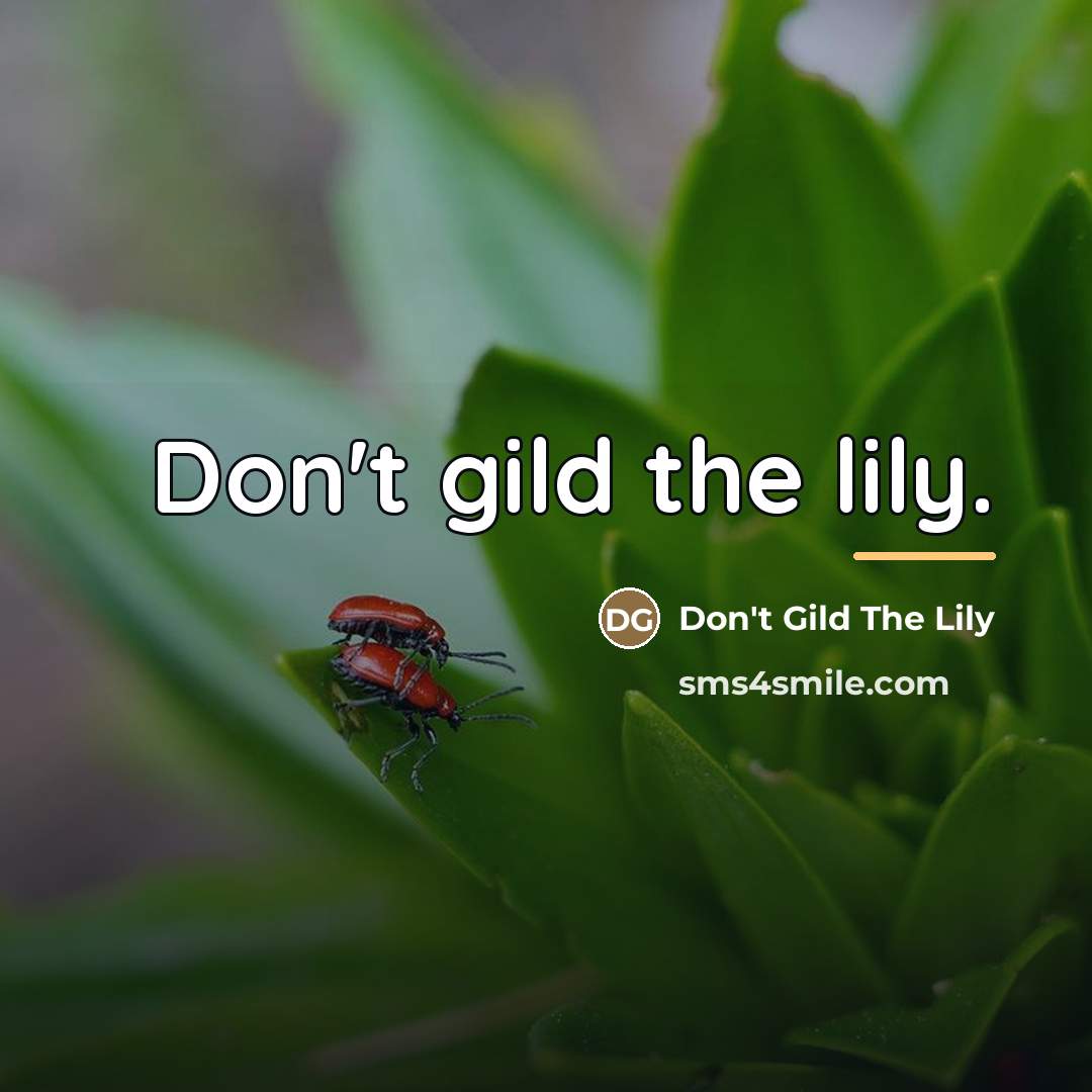 “Don't gild the lily.…” quote by Don't Gild The Lily