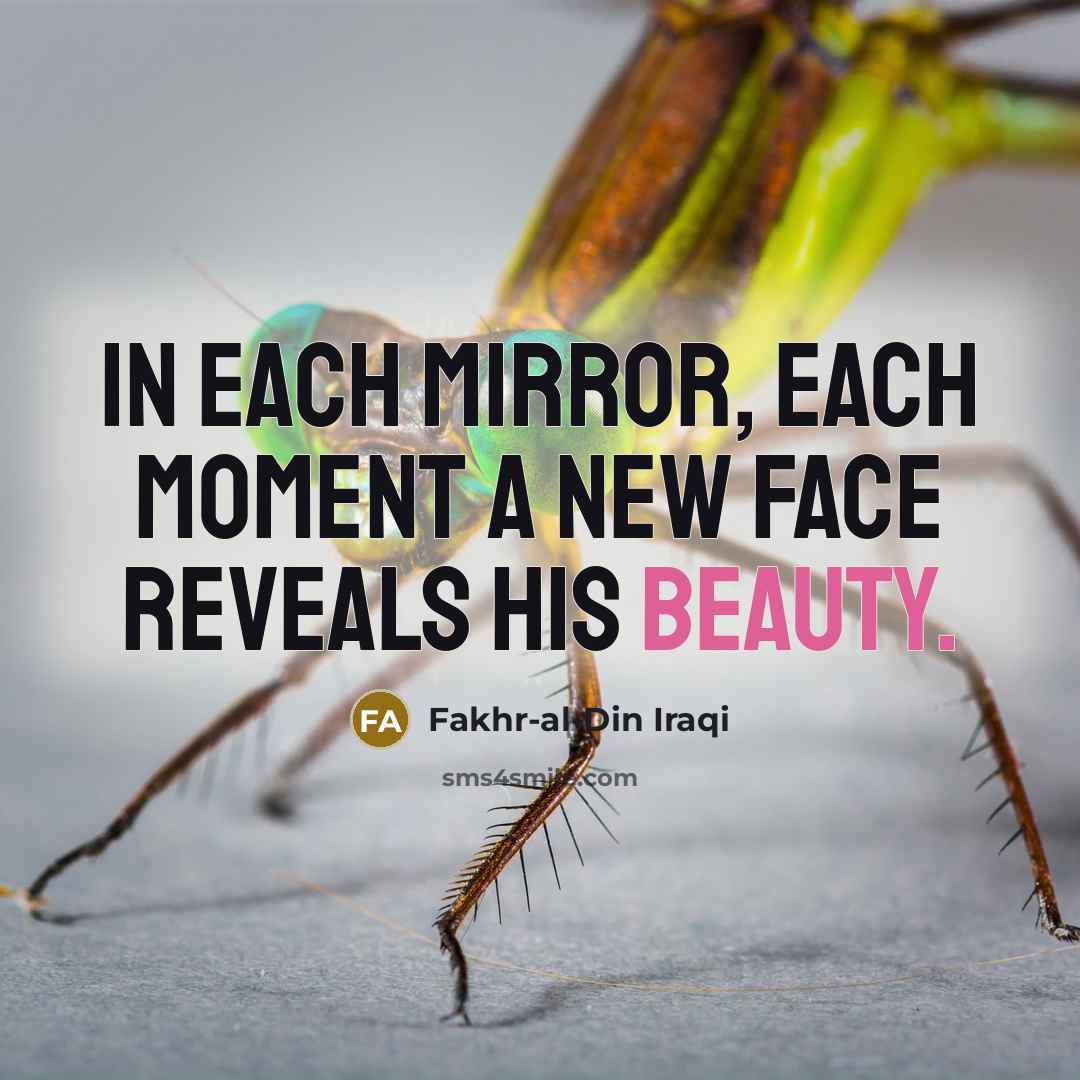 “In each mirror, each moment A new face reveals His…” quote by Fakhr-al-Din Iraqi