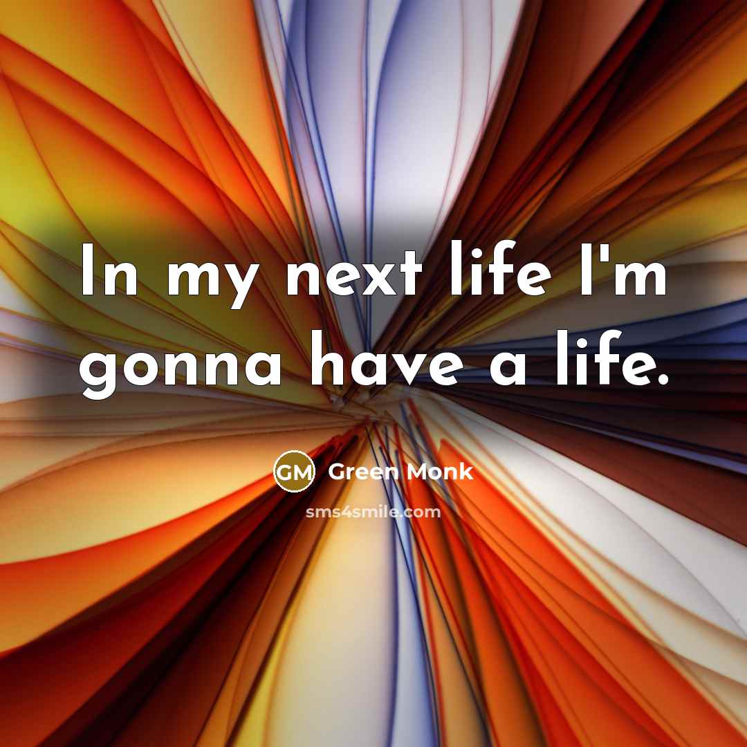 “In my next life I'm gonna have a life.…” quote by Green Monk