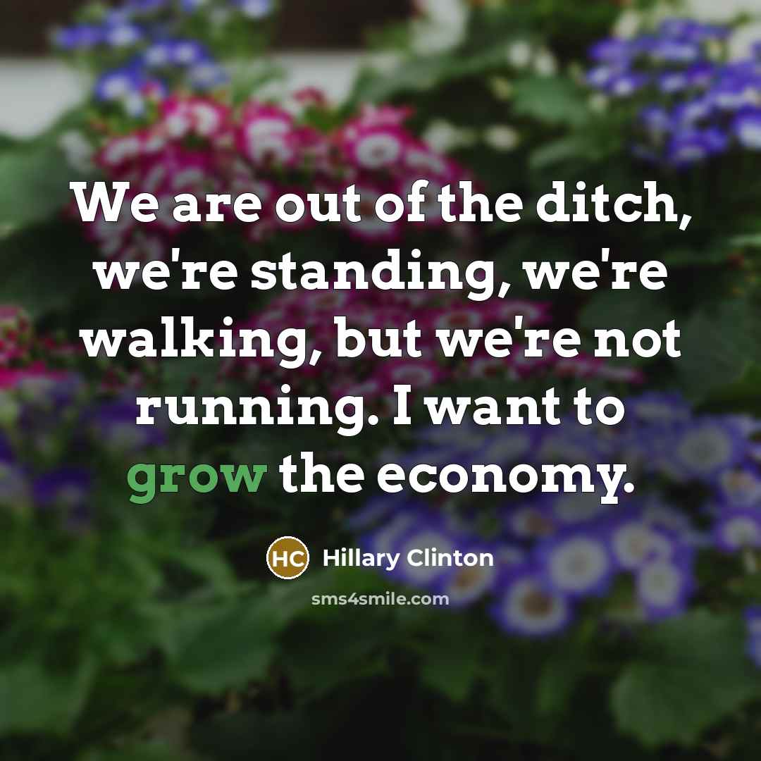 “We are out of the ditch, we're standing, we're walking,…” quote by Hillary Clinton