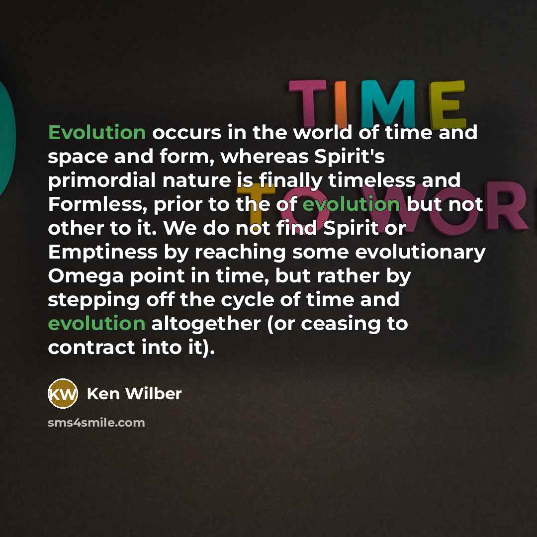 “Evolution occurs in the world of time and space and…” quote by Ken Wilber