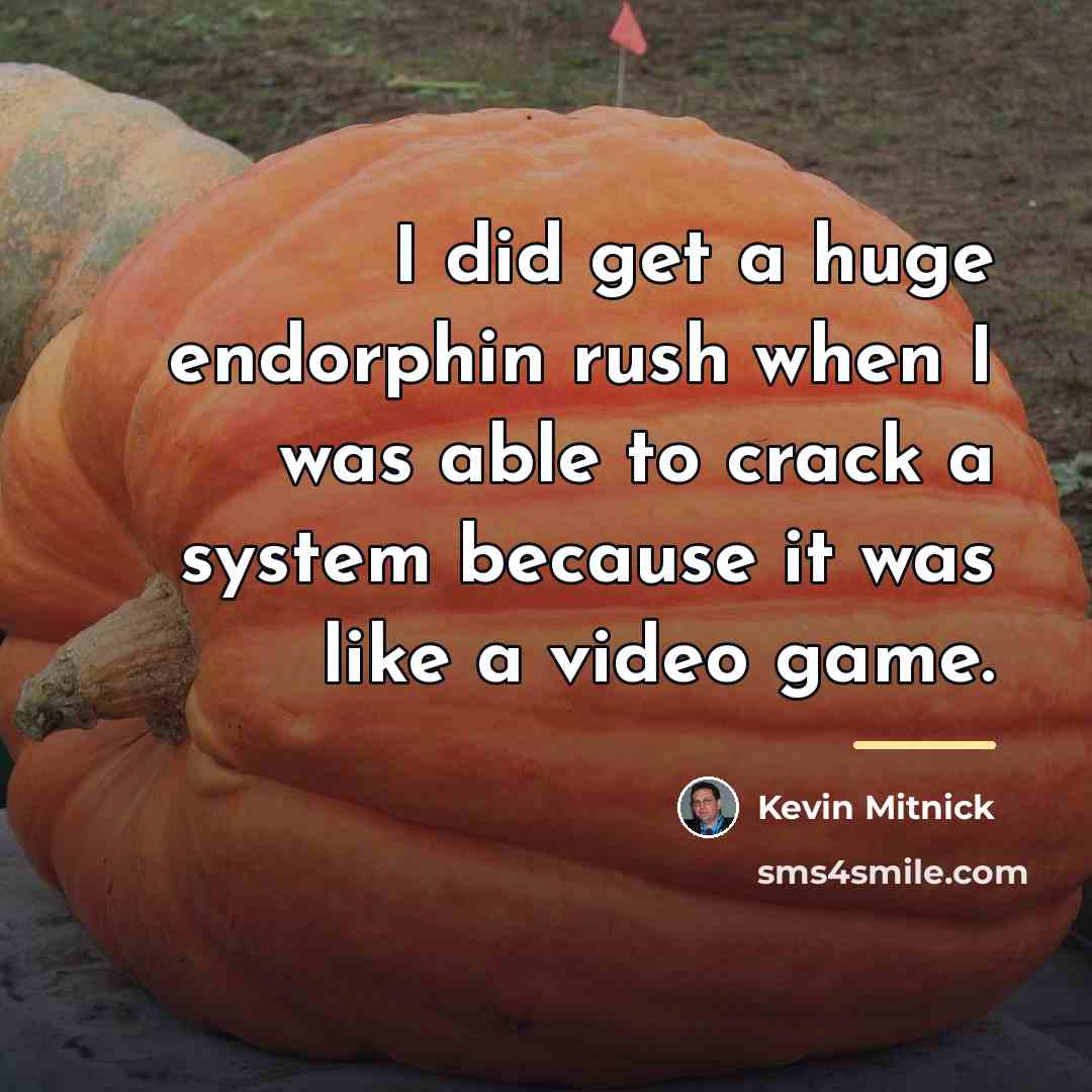 “I did get a huge endorphin rush when I was…” quote by Kevin Mitnick