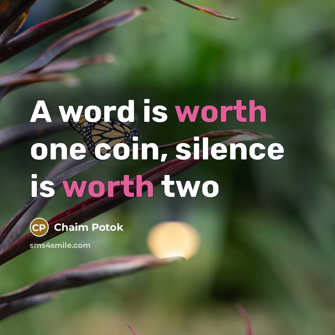 “A word is worth one coin, silence is worth two” quote by Chaim Potok