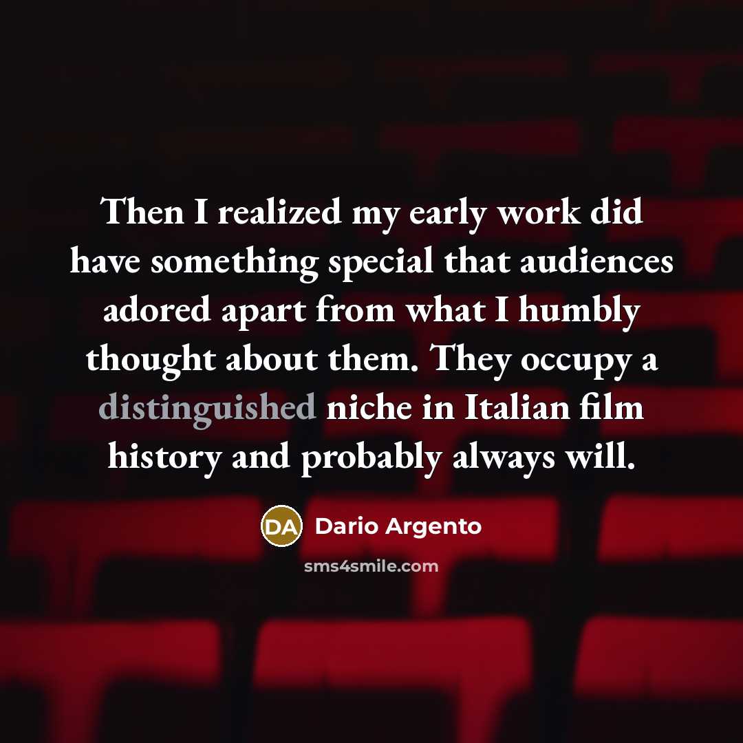 “Then I realized my early work did have something special…” quote by Dario Argento