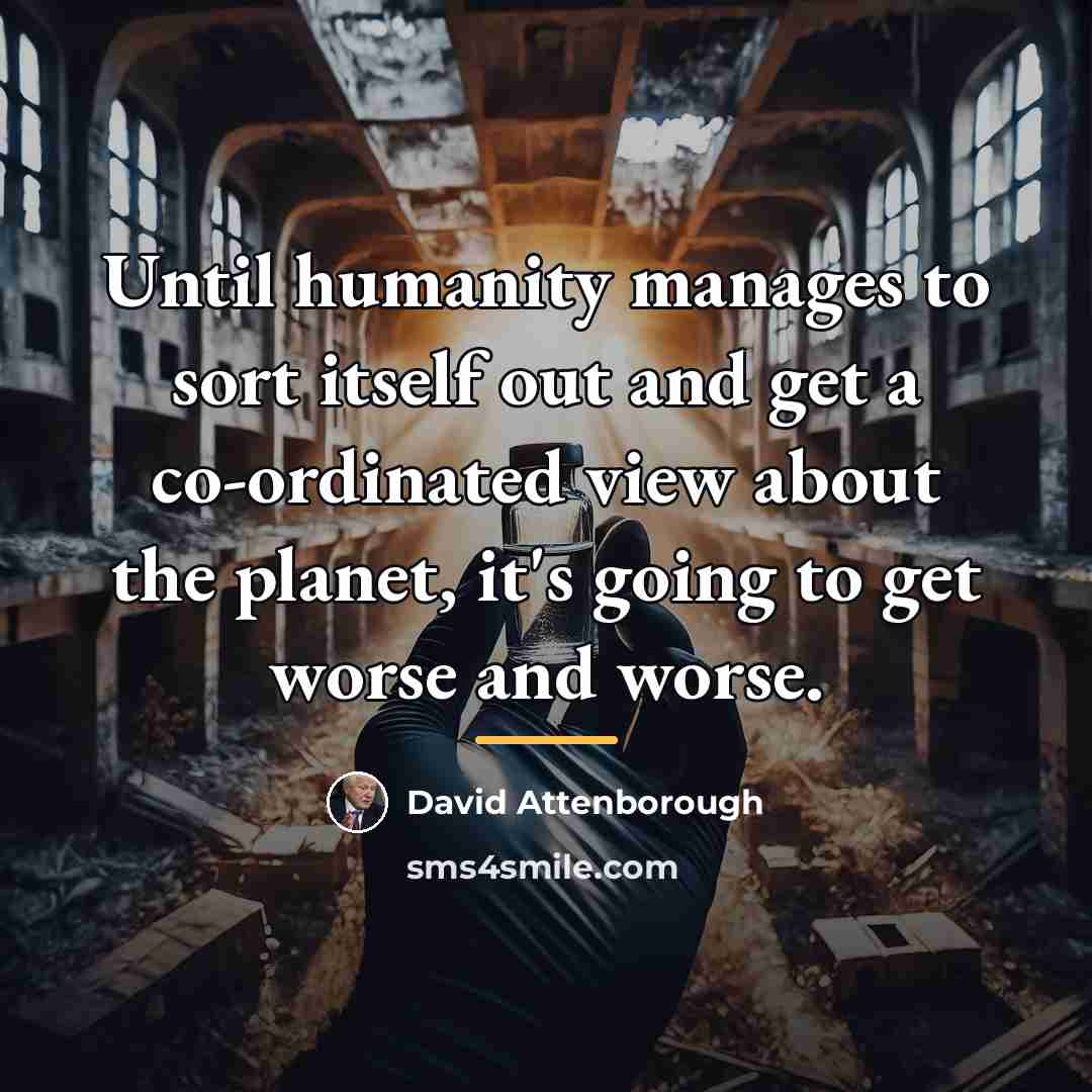 “Until humanity manages to sort itself out and get a…” quote by David Attenborough