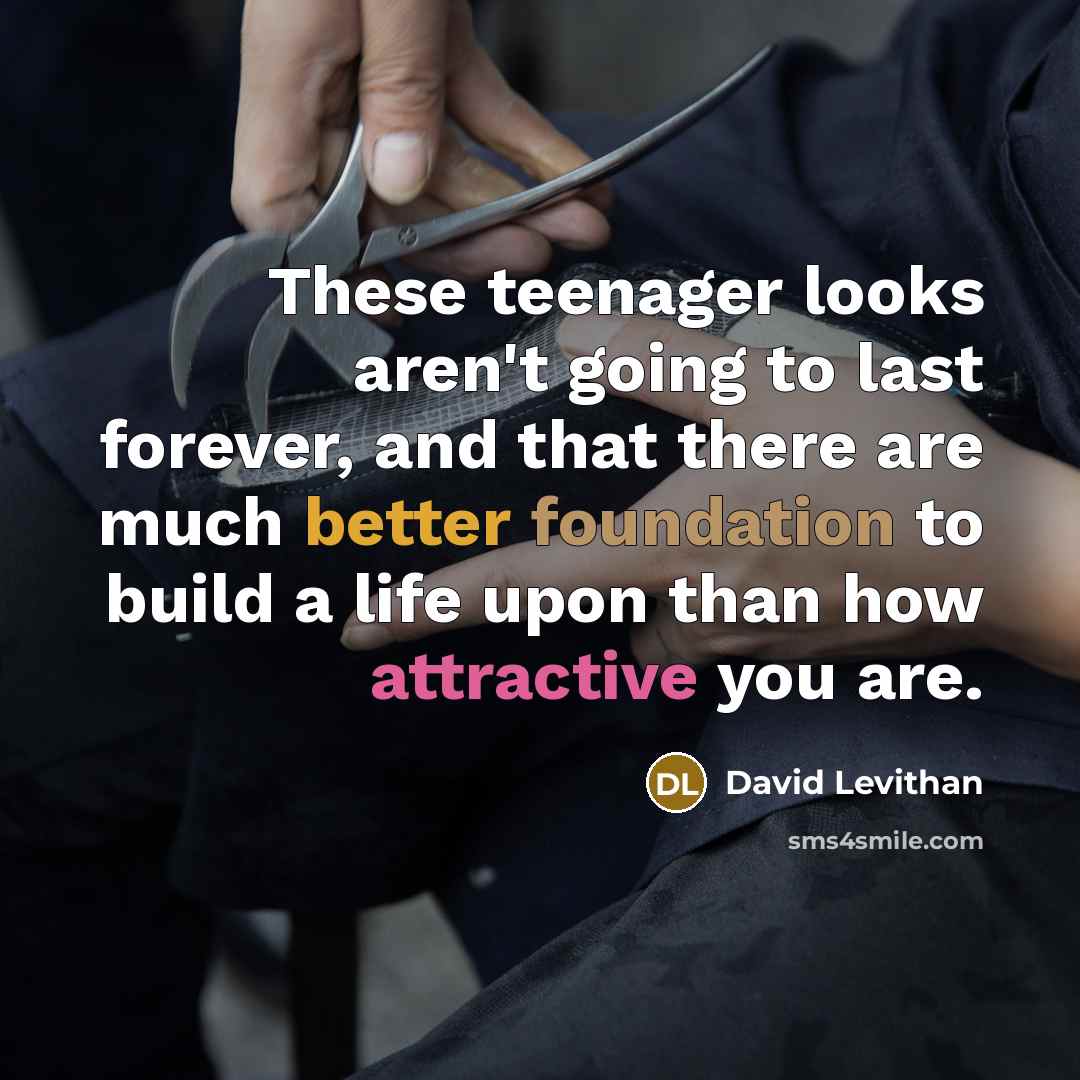 “These teenager looks aren't going to last forever, and that…” quote by David Levithan