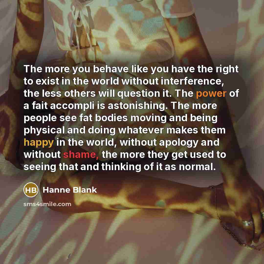“The more you behave like you have the right to…” quote by Hanne Blank