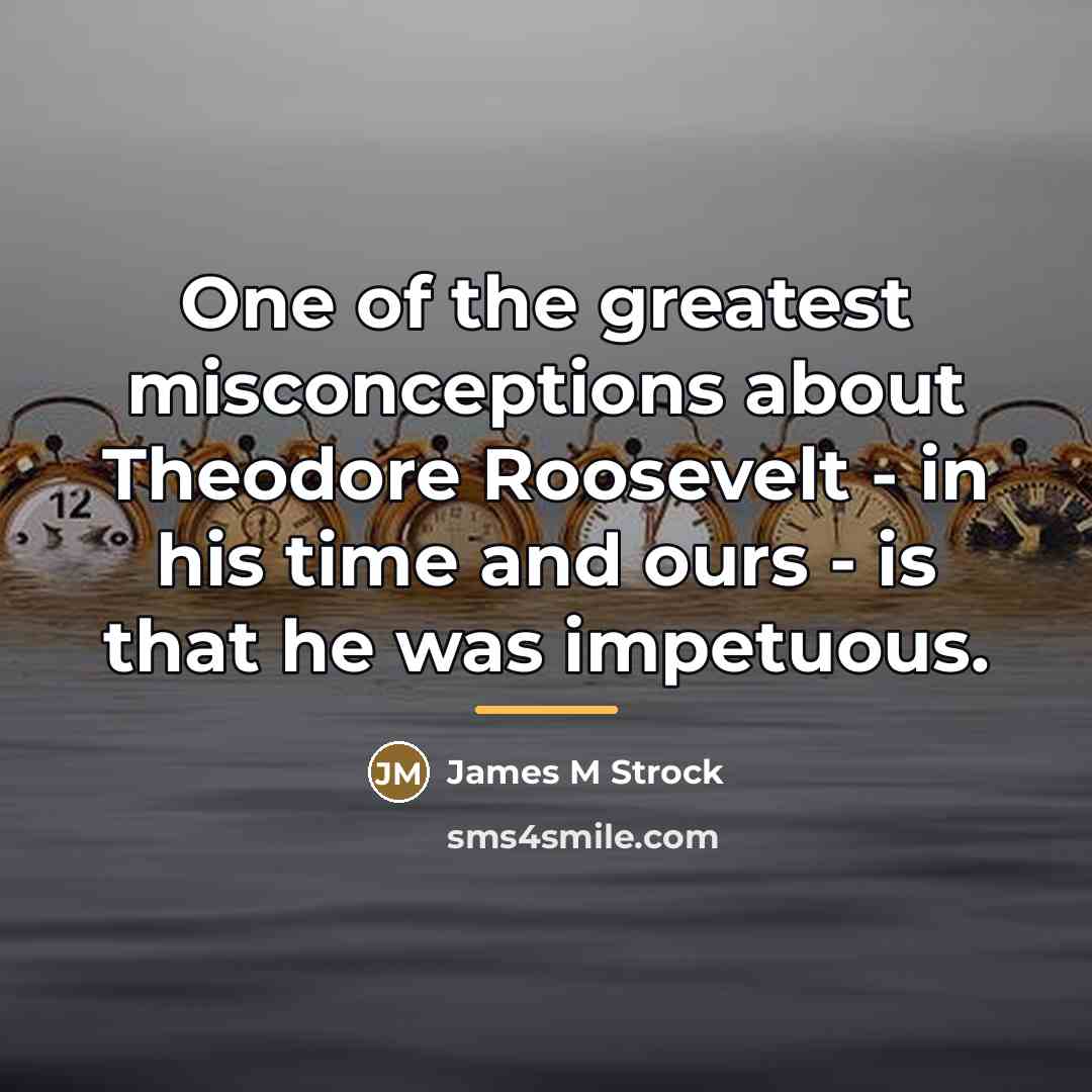 “One of the greatest misconceptions about Theodore Roosevelt - in…” quote by James M Strock