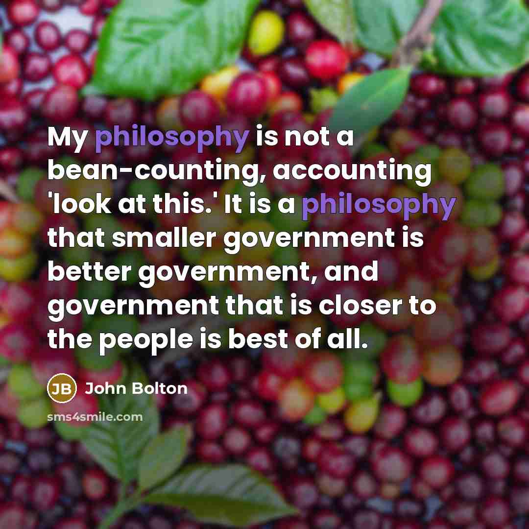 “My philosophy is not a bean-counting, accounting 'look at this.'…” quote by John Bolton