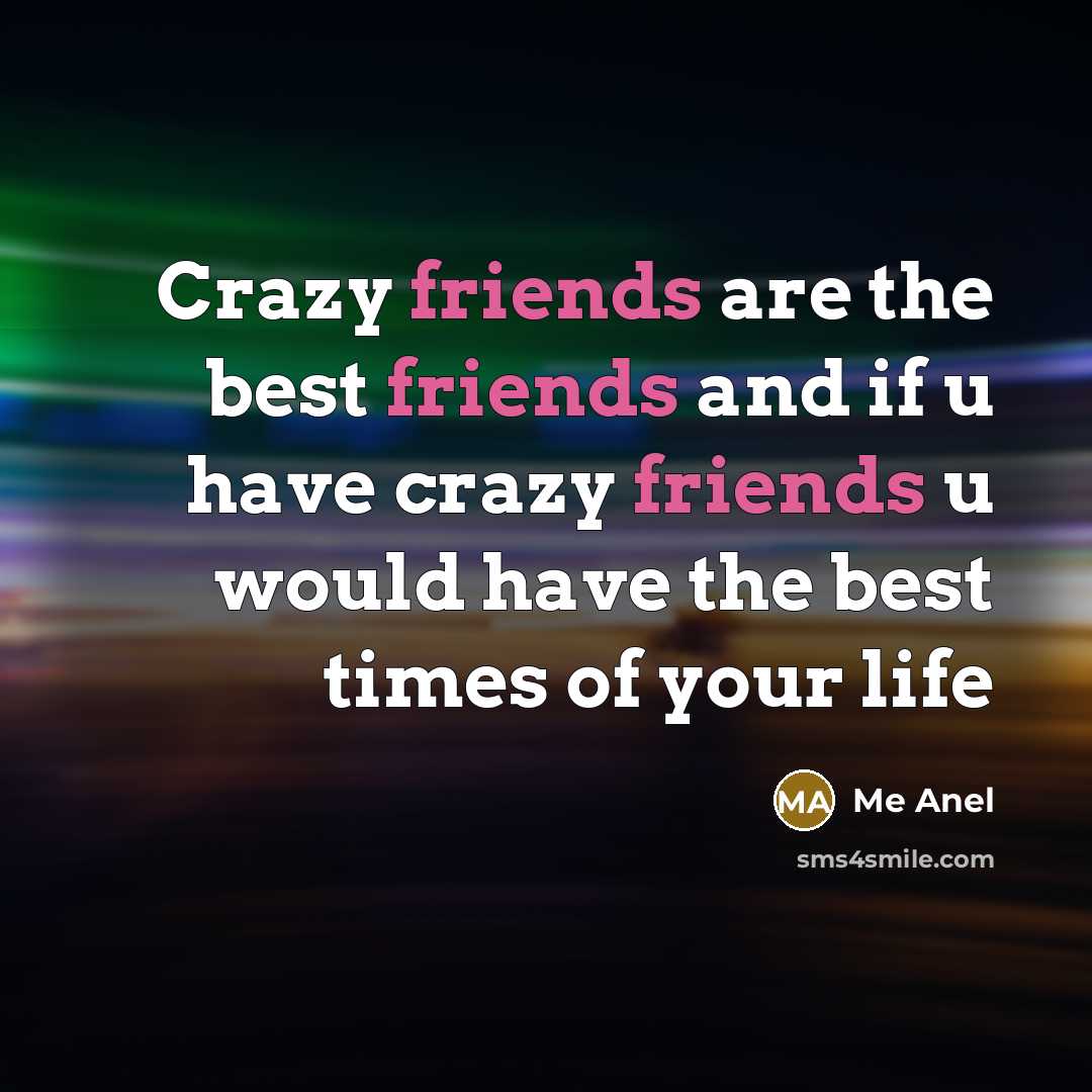 “Crazy friends are the best friends and if u have crazy friends u would have the best times of your life” quote by Me Anel