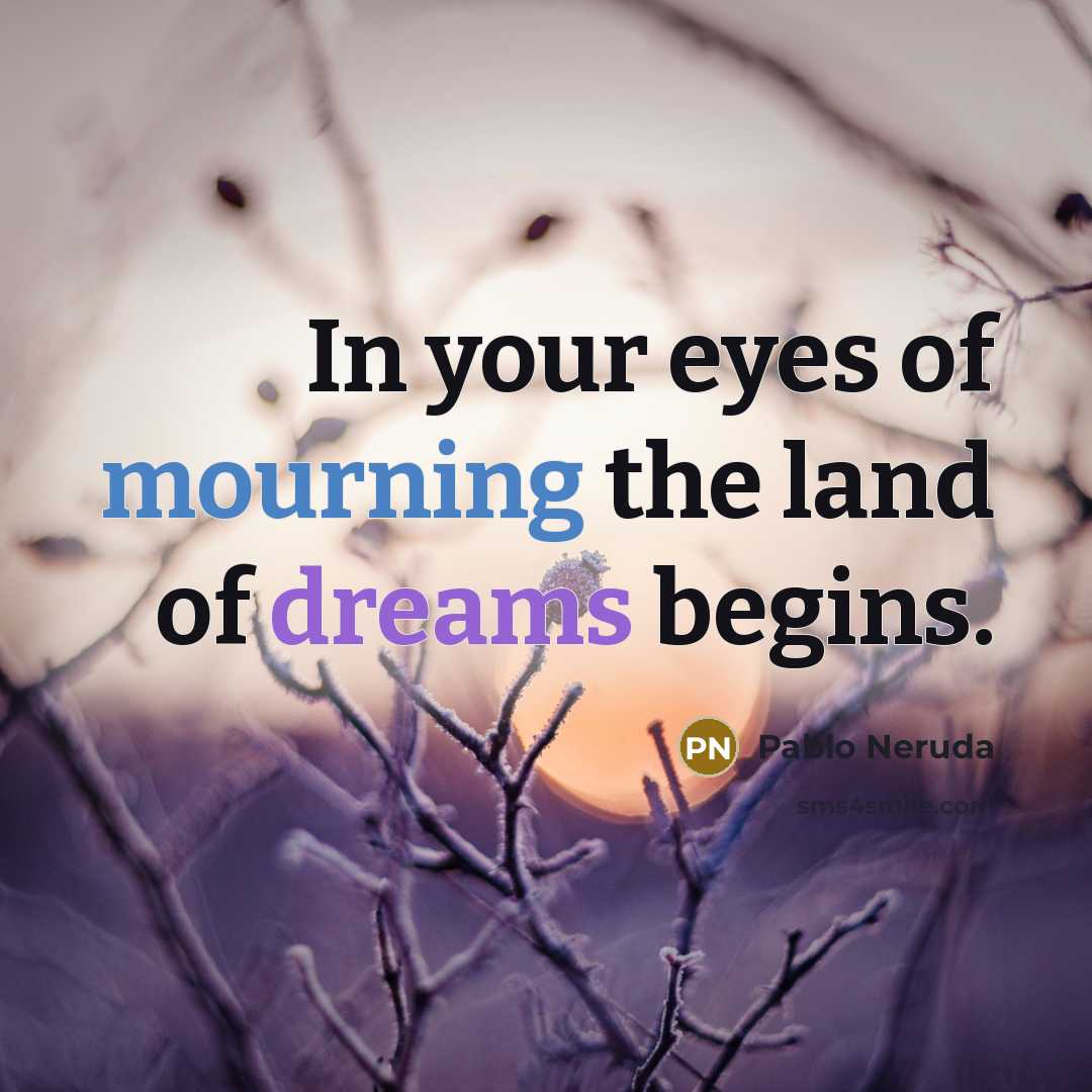 “In your eyes of mourning the land of dreams begins.…” quote by Pablo Neruda