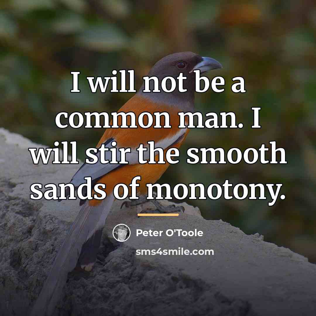 “I will not be a common man. I will stir…” quote by Peter O'Toole