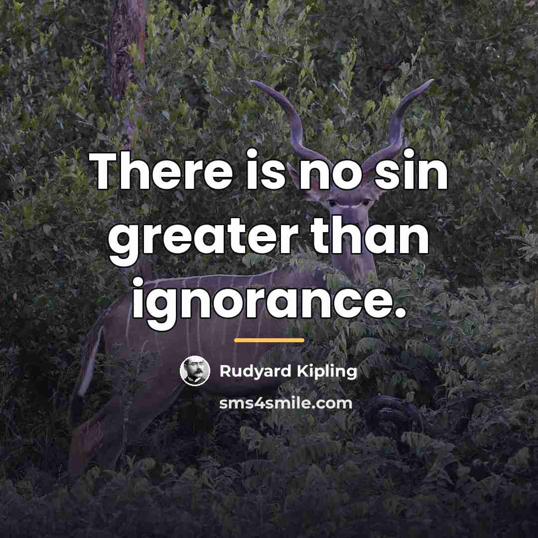 “There is no sin greater than ignorance.…” quote by Rudyard Kipling