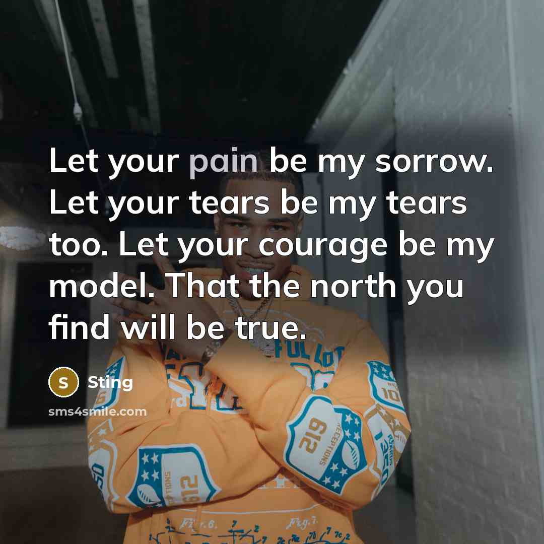 “Let your pain be my sorrow. Let your tears be…” quote by Sting