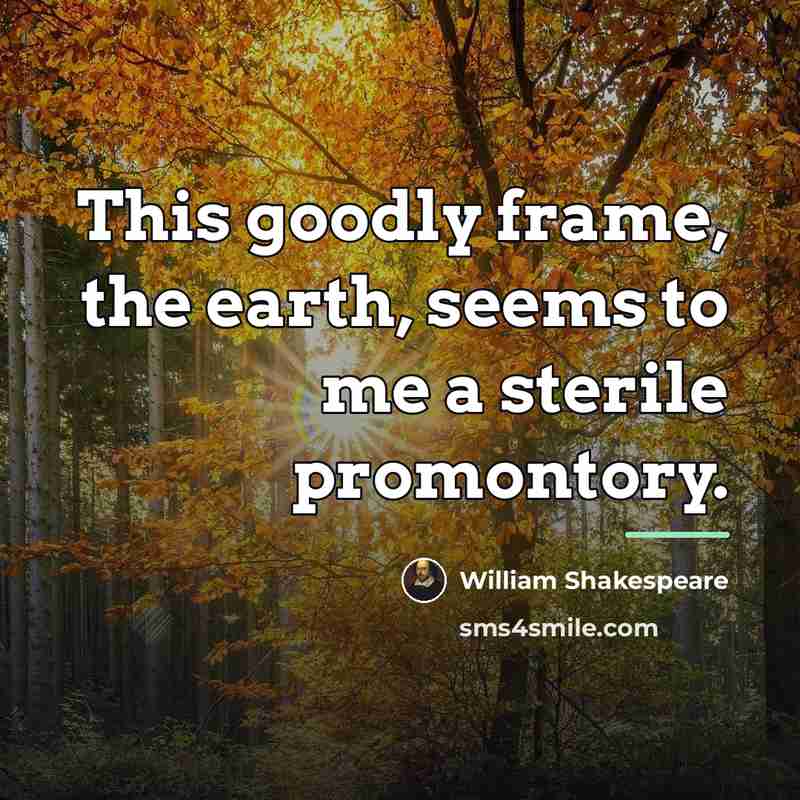“This goodly frame, the earth, seems to me a sterile…” quote by William Shakespeare