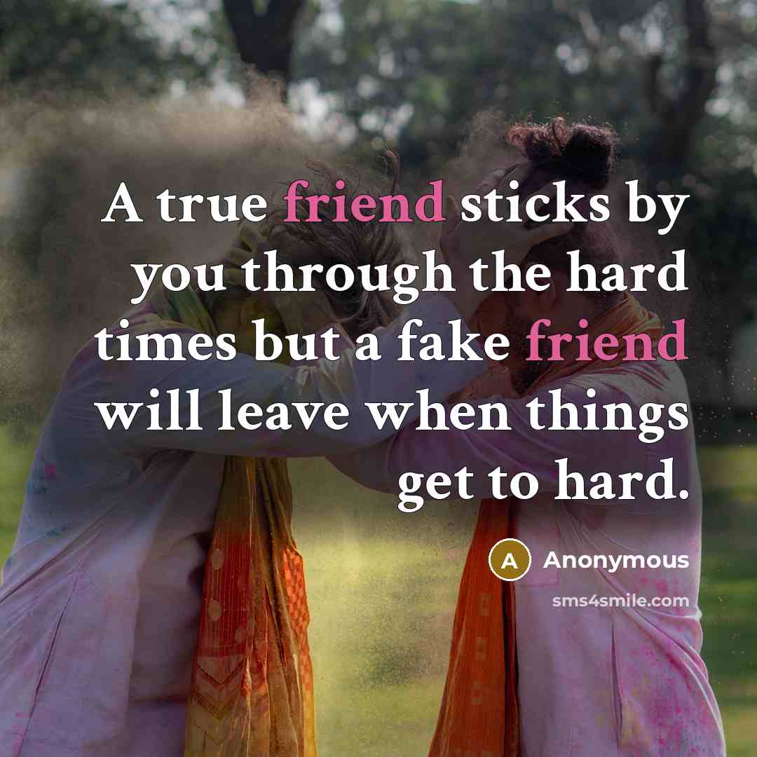“A true friend sticks by you through the hard times…” quote by Anonymous