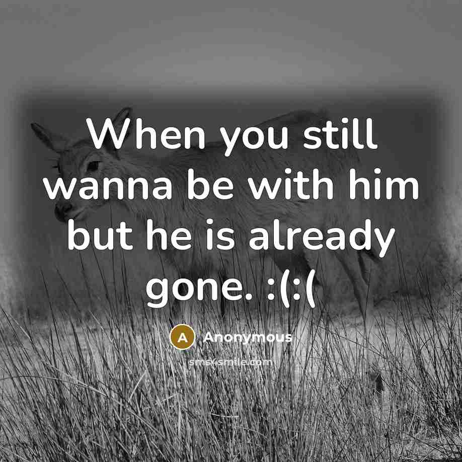 “When you still wanna be with him but he is already gone. :(:(” quote by Anonymous