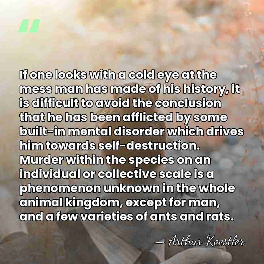 If one looks with a cold eye at the mess man has&hellip; - Arthur Koestler