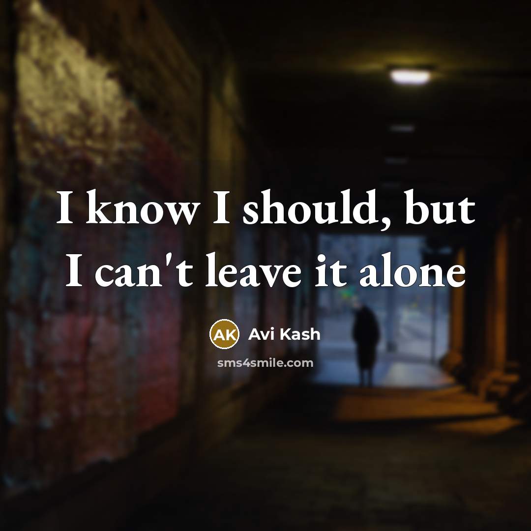 “I know I should, but I can't leave it alone…” quote by Avi Kash