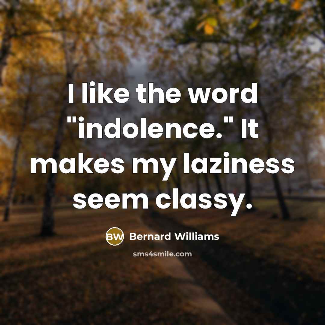 “I like the word "indolence." It makes my laziness seem…” quote by Bernard Williams