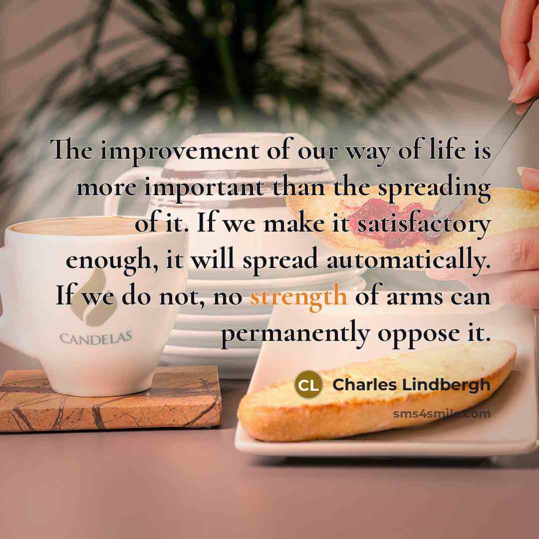 “The improvement of our way of life is more important…” quote by Charles Lindbergh