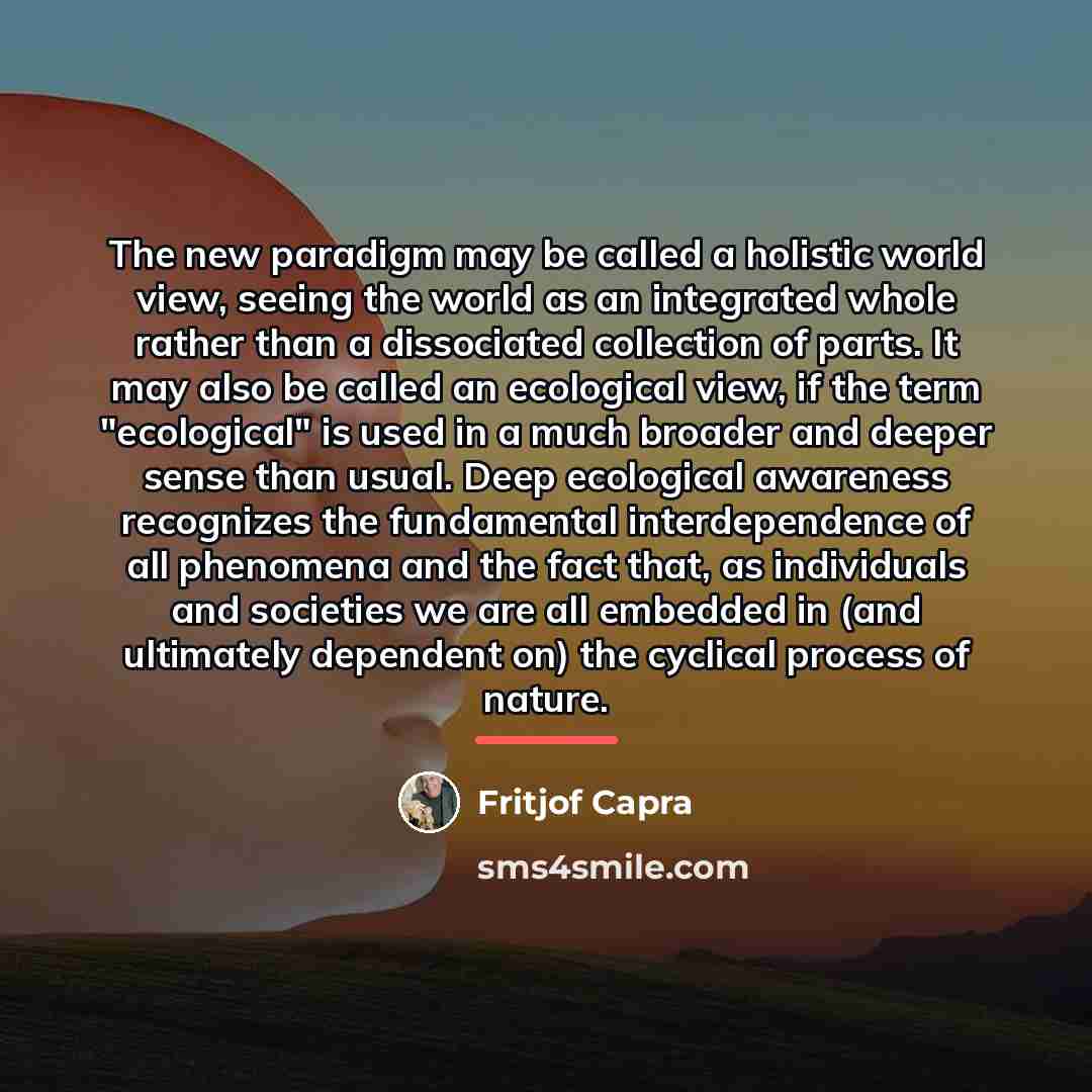 “The new paradigm may be called a holistic world view,…” quote by Fritjof Capra