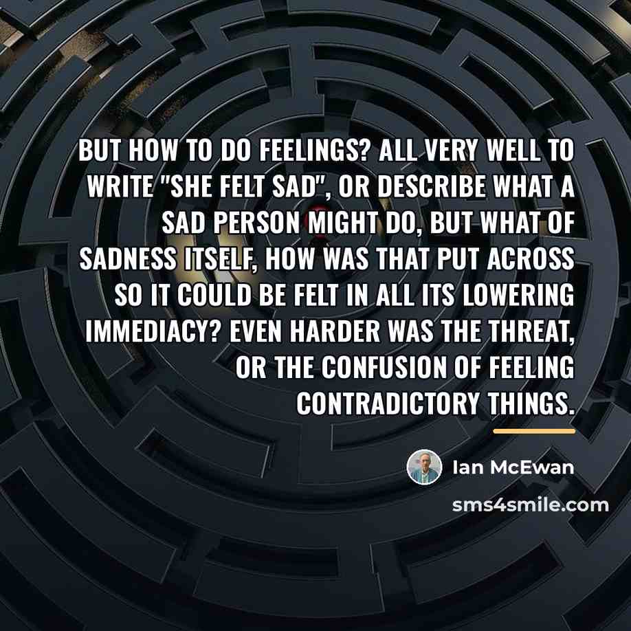 “But how to do feelings? All very well to write…” quote by Ian Mcewan