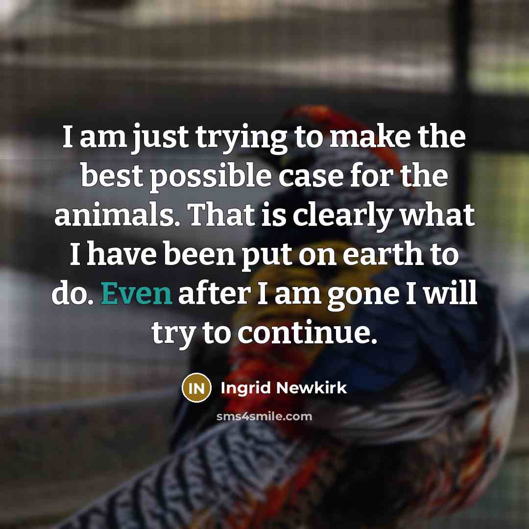 “I am just trying to make the best possible case…” quote by Ingrid Newkirk