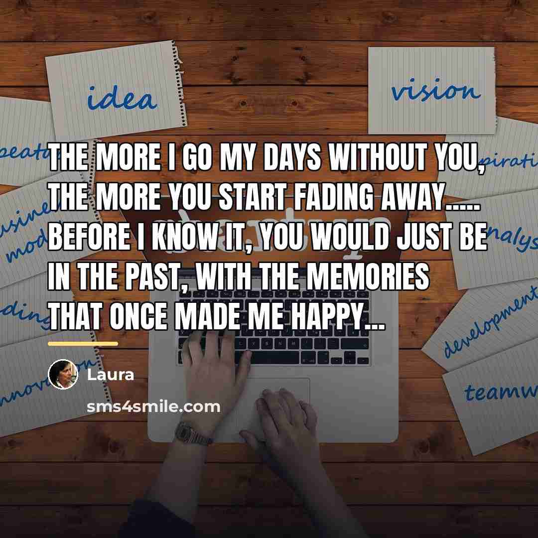“The More I Go My Days Without You, The More…” quote by Laura