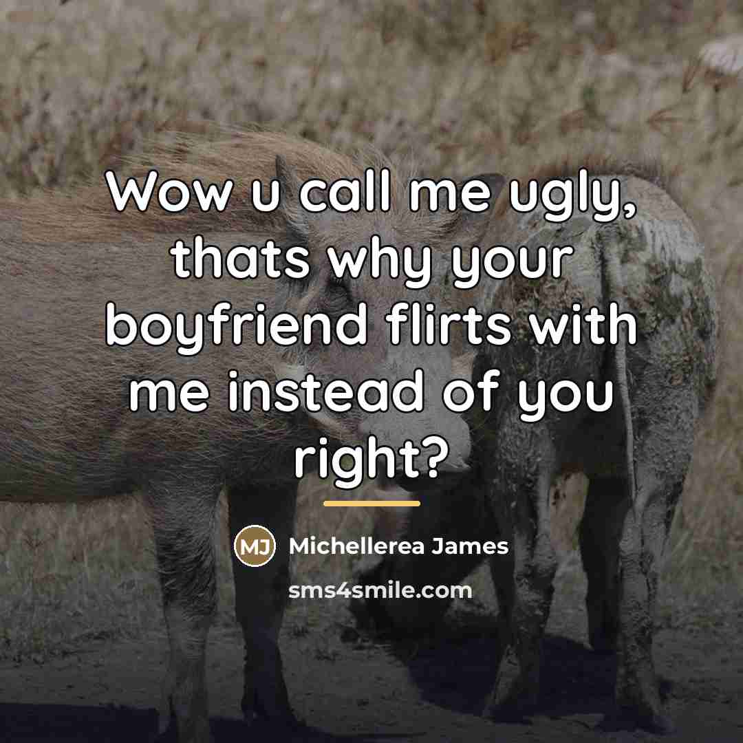 “Wow u call me ugly, thats why your boyfriend flirts…” quote by Michellerea James