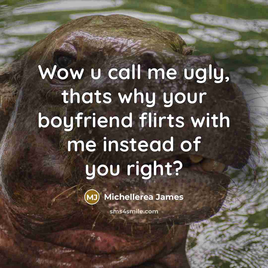 “Wow u call me ugly, thats why your boyfriend flirts with me instead of you right?” quote by Michellerea James