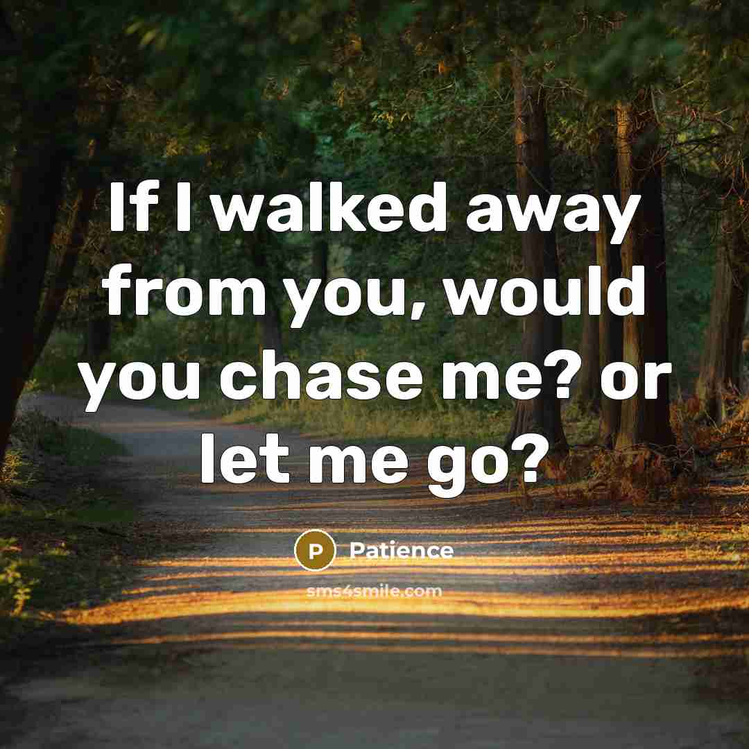 “If I walked away from you, would you chase me?…” quote by Patience