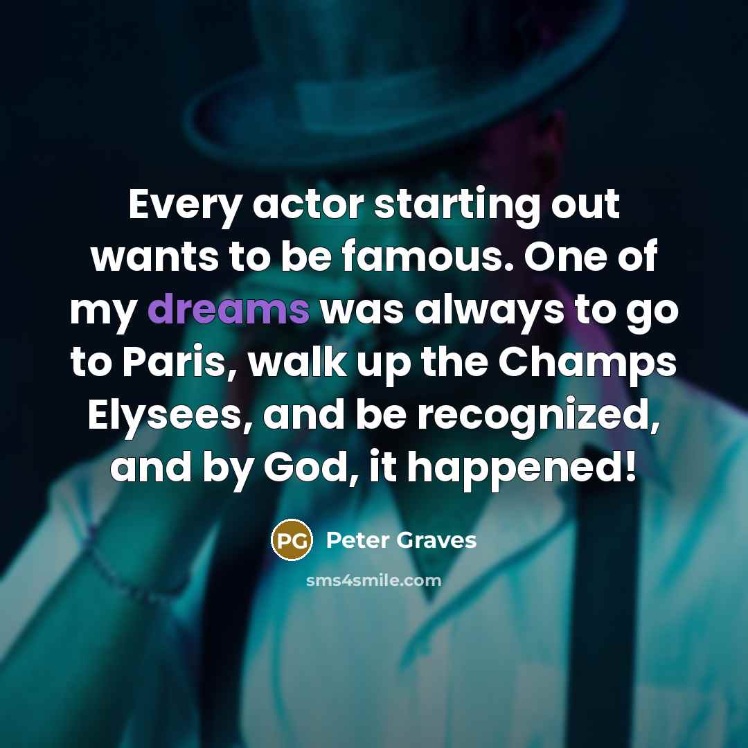 “Every actor starting out wants to be famous. One of…” quote by Peter Graves