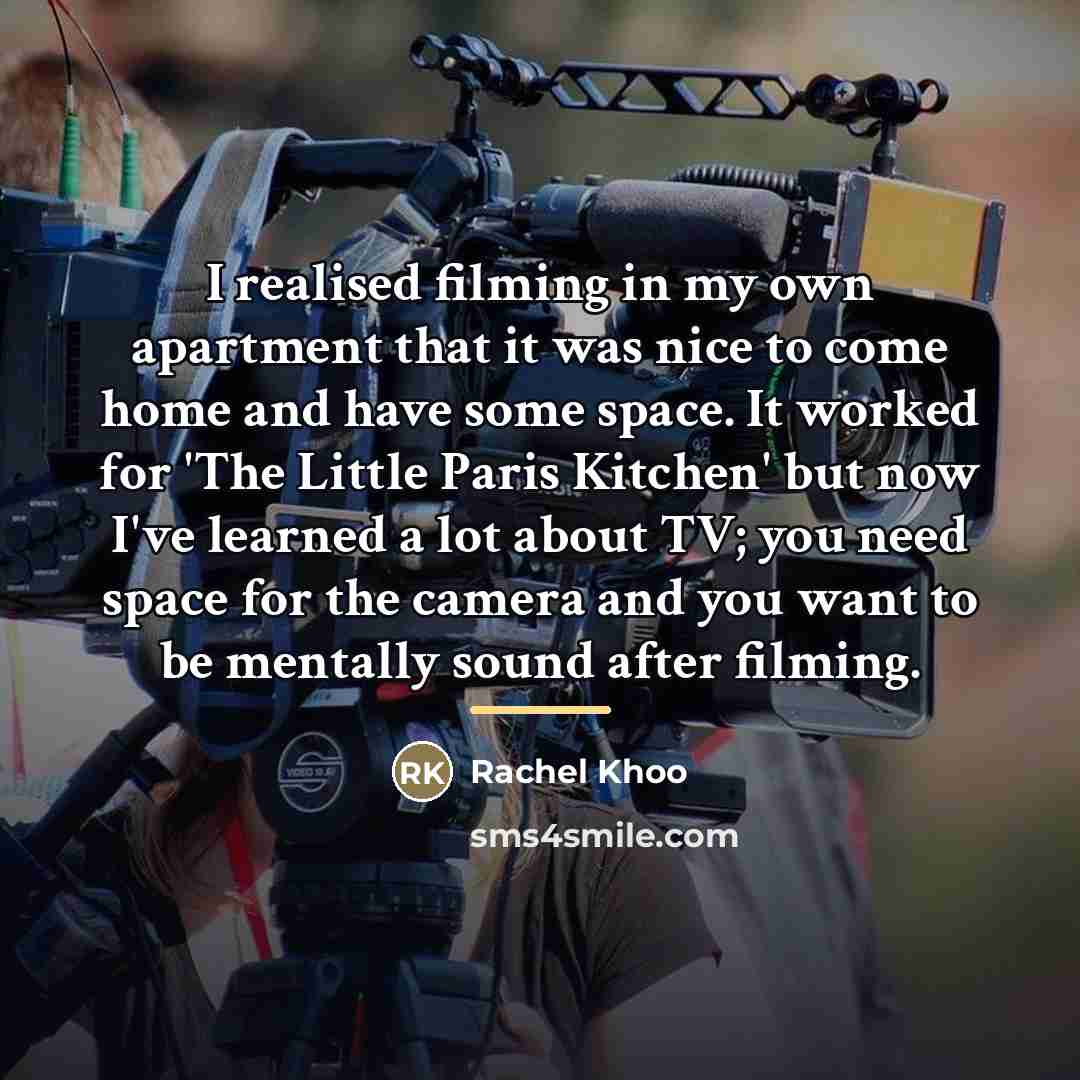“I realised filming in my own apartment that it was…” quote by Rachel Khoo