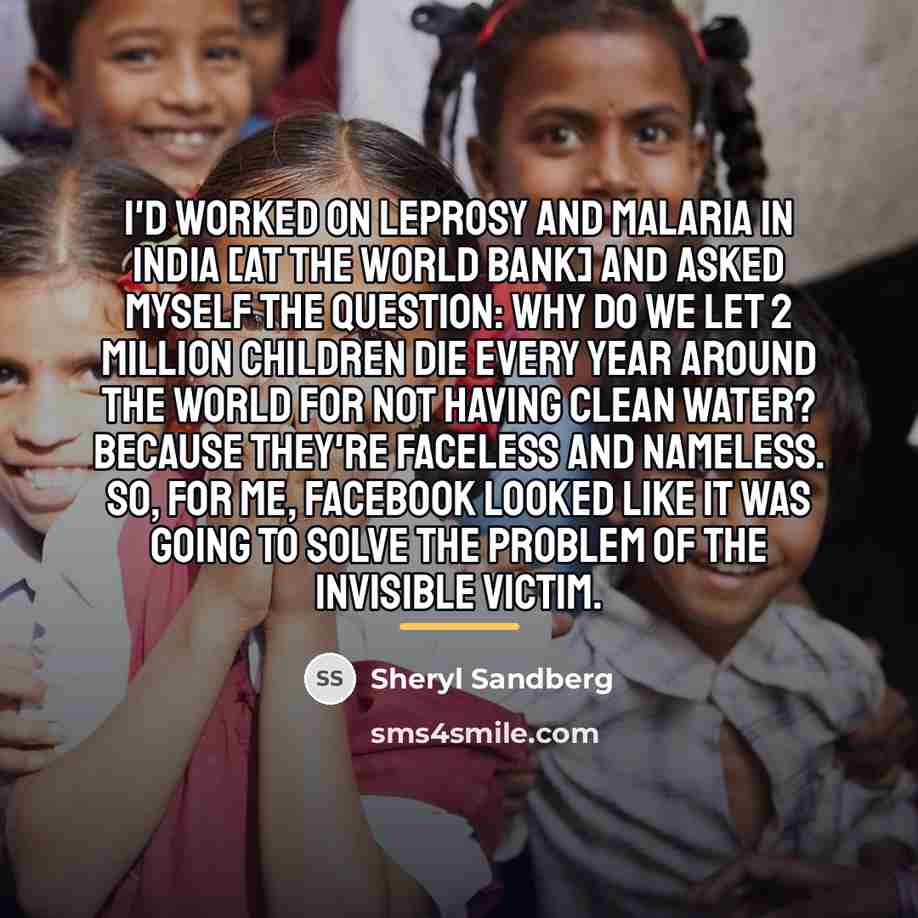 “I'd worked on leprosy and malaria in India [at the…” quote by Sheryl Sandberg